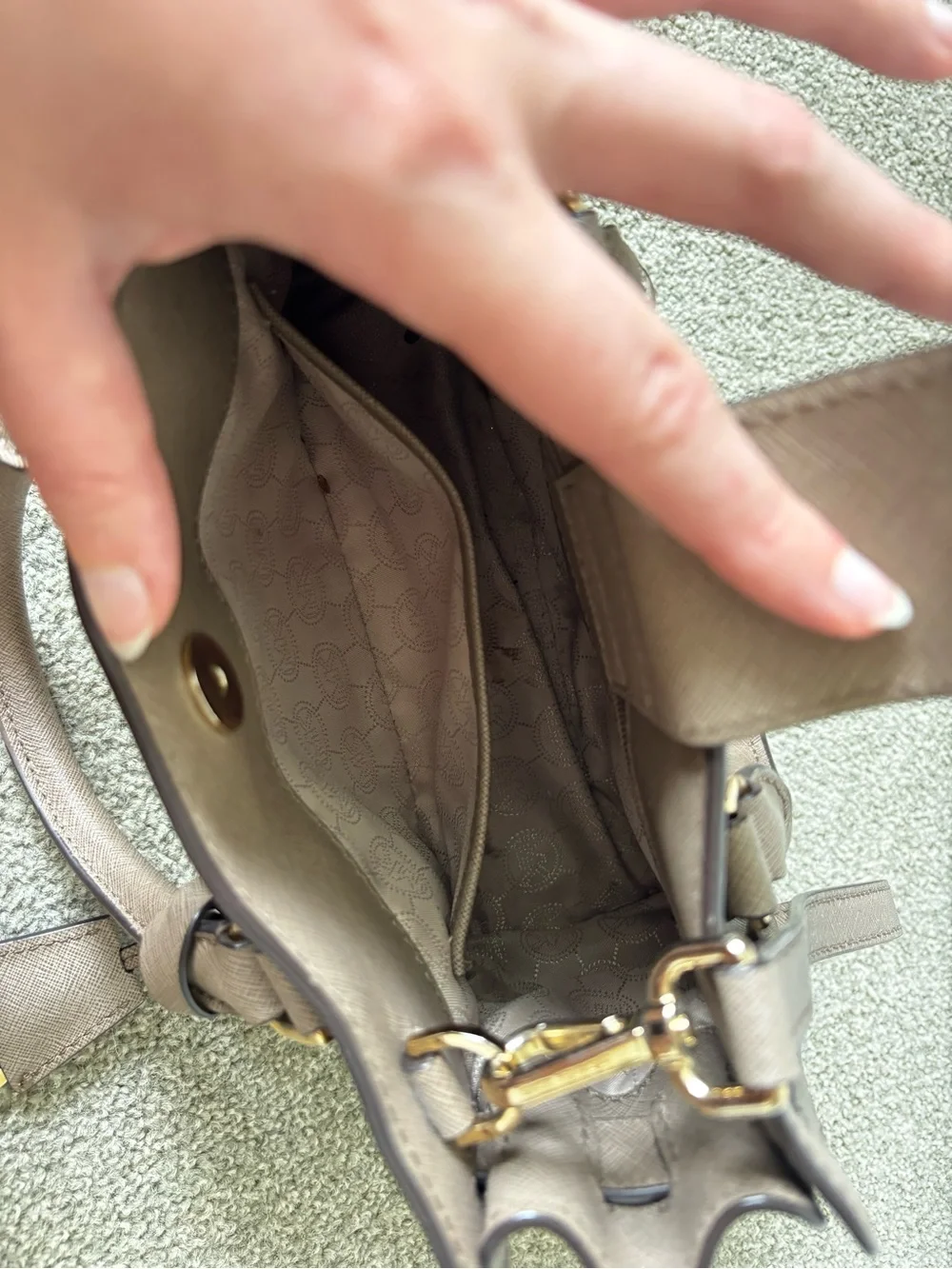 Michael Kors Taupe Saffiano Leather Crossbody Satchel